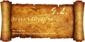 Iritz Lóránt névjegykártya